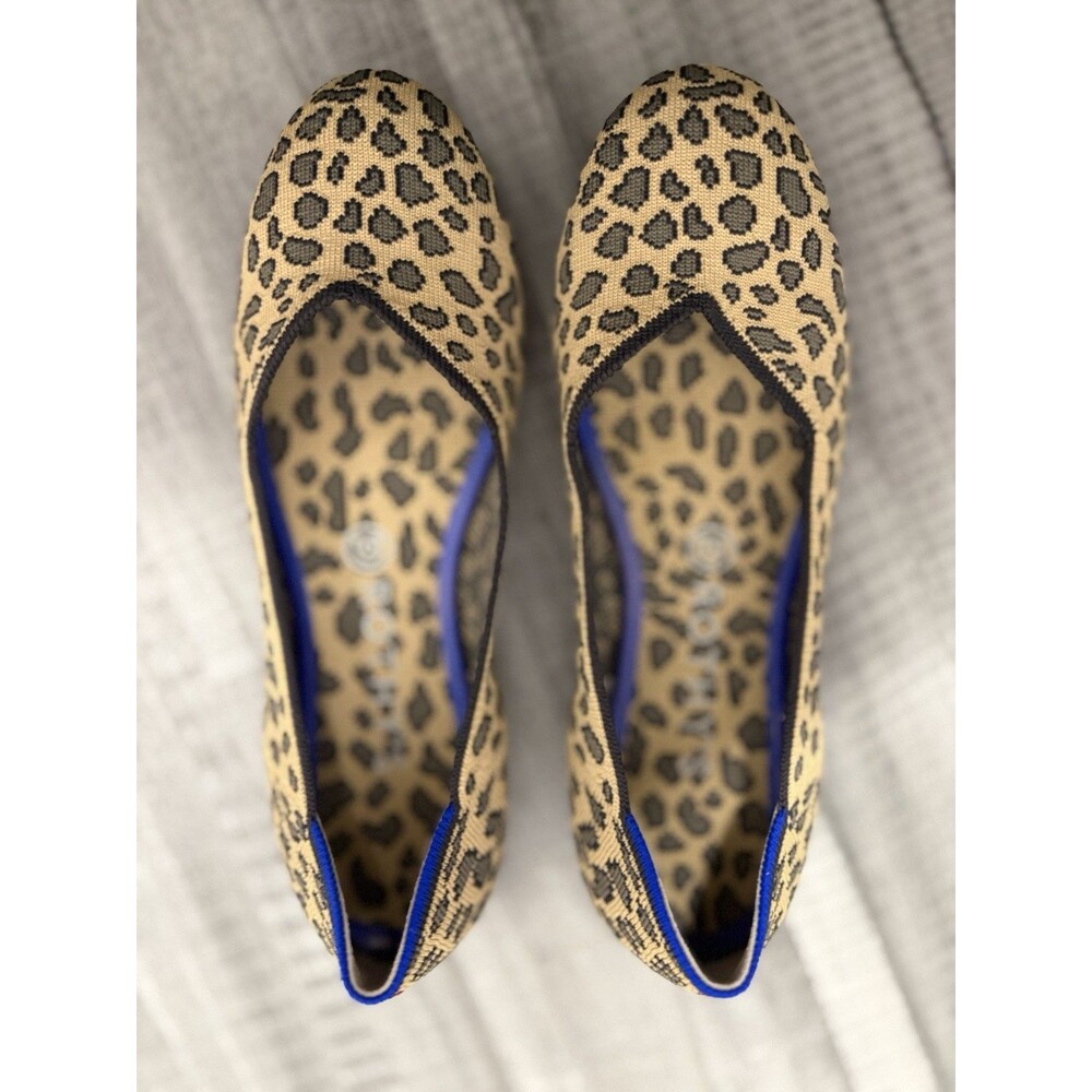 Rothy’s The Flat Womens Size9 Flats Leopard Knit Comfort Slip On Shoes Round Toe